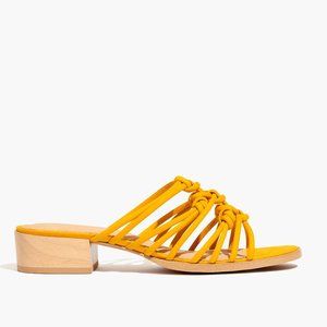 Madewell Strap Knot Slide Sandals Yellow Suede sz 9.5 NWoB